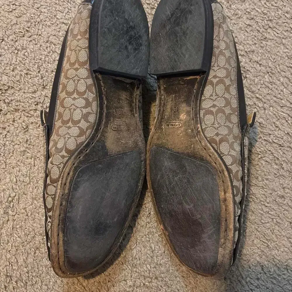 Coach Signature Logo Monogram Loafers Brown Tan